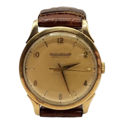 39 - JAEGER LECOULTRE, A MID CENTURY 9CT GOLD CASED GENTLEMEN’S WRISTWATCH
Having Arabic numeral and bato... 