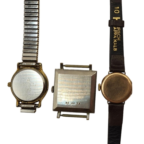 40 - AN EARLY 20TH CENTURY 9CT GOLD CASED WRISTWATCH
Together with Rotary Incabloc and one other, a 9ct g... 