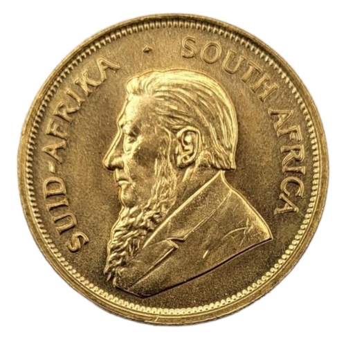 7 - SOUTH AFRICAN 1975 ONE OUNCE GOLD KRUGERRAND
Bust of Paul Kruger facing left, springbok walking righ... 