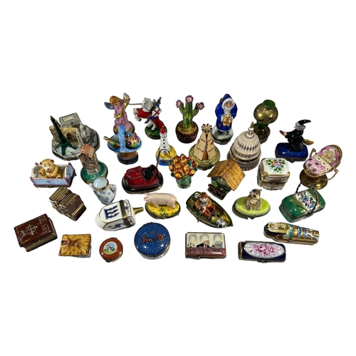 121 - LIMOGES, FRANCE, A COLLECTION OF THIRTY ‘PEINT MAIN’ TRINKET BOXES, TO INCLUDE NOVELTY EXAMPLES. Com... 