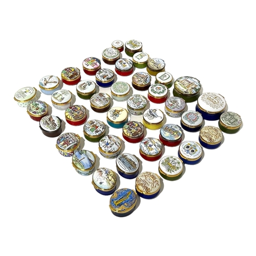 157 - CRUMMLES ENAMELS, A LARGE COLLECTION OF FORTY THREE ENAMEL TRINKET BOXES
Depicting various subjects ... 