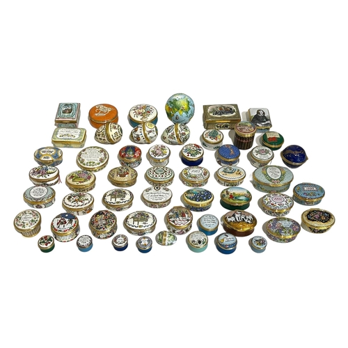 158 - HALCYON DAYS, A LARGE COLLECTION OF FIFTY THREE ENAMEL TRINKET BOXES
Depicting various subjects to i... 