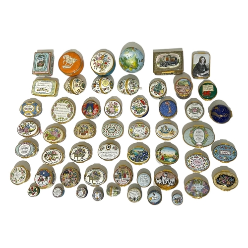 158 - HALCYON DAYS, A LARGE COLLECTION OF FIFTY THREE ENAMEL TRINKET BOXES
Depicting various subjects to i... 