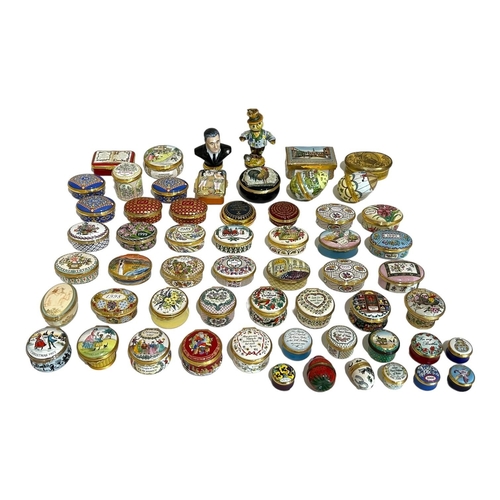 159 - HALCYON DAYS, A LARGE COLLECTION OF FIFTY EIGHT ENAMEL TRINKET BOXES
Depicting various subjects to i... 