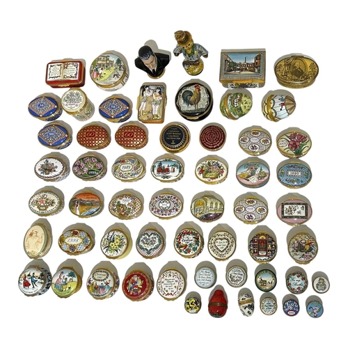 159 - HALCYON DAYS, A LARGE COLLECTION OF FIFTY EIGHT ENAMEL TRINKET BOXES
Depicting various subjects to i... 