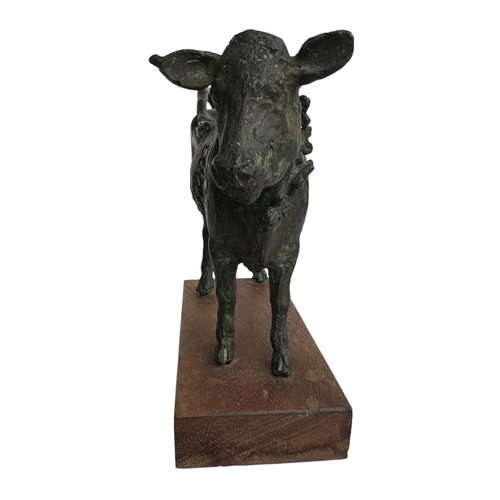 238 - FRANK ROPER, M.B.E., BRITISH, 1914 - 2000, BRONZE SCULPTURE OF A COW
Raised on a plinth base.
(h 14c... 