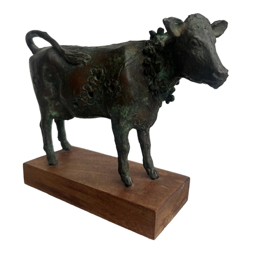 238 - FRANK ROPER, M.B.E., BRITISH, 1914 - 2000, BRONZE SCULPTURE OF A COW
Raised on a plinth base.
(h 14c... 