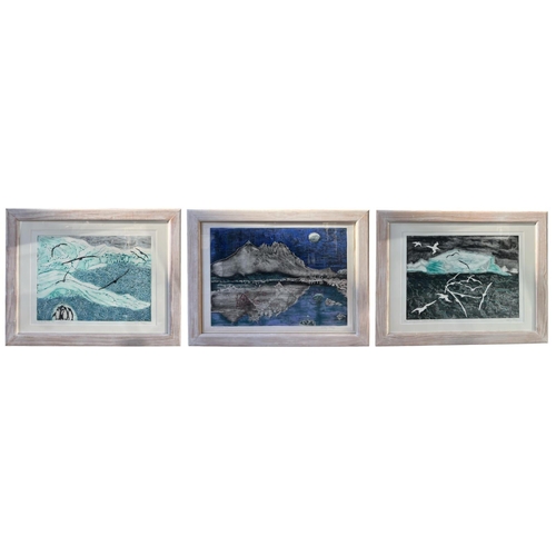 239 - LIBBY JONES, THREE LIMITED EDITION COLLOGRAPH PRINTS
Titled ‘The Explorers’ (2/15), ‘Stormy Weather’... 