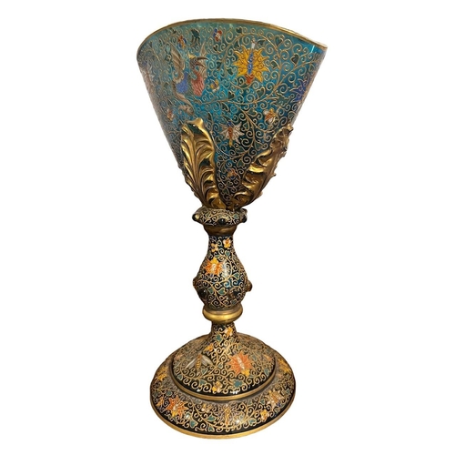 162A - A DECORATIVE MOSER BOHEMIAN ENAMELLED AND GILT GLASS GOBLET 
Decorated with mythical beast.
(h 32.5c... 