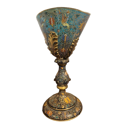 162A - A DECORATIVE MOSER BOHEMIAN ENAMELLED AND GILT GLASS GOBLET 
Decorated with mythical beast.
(h 32.5c... 