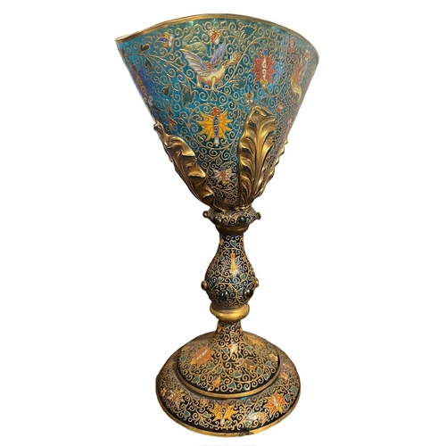 162A - A DECORATIVE MOSER BOHEMIAN ENAMELLED AND GILT GLASS GOBLET 
Decorated with mythical beast.
(h 32.5c... 