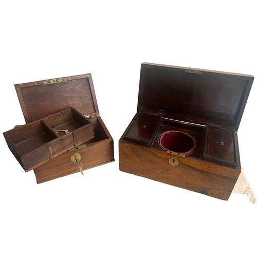 165A - AN EARLY 19TH CENTURY REGENCY ROSEWOOD TEA CADDY
The hinged lid opening to reveal fitted interior, t... 