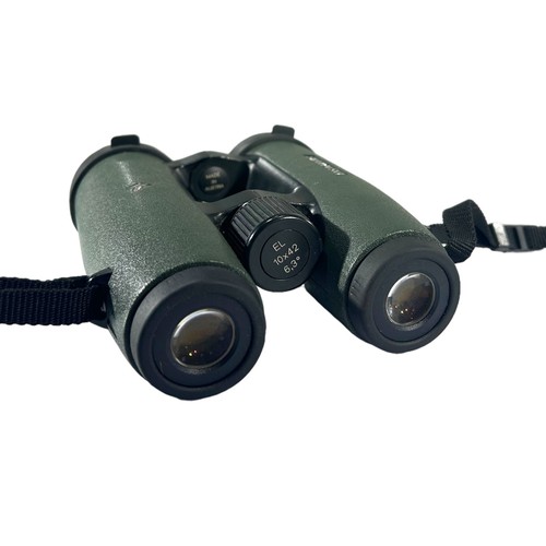 166 - AUSTRIAN SWAROVSKI OPTIK EL10 x 42 BINOCULARS AND PROTECTIVE POUCH.
(16.2cm x 13.7cm)