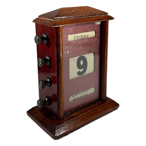 167A - TWO ART DECO PERIOD WOODEN PERPETUAL DESK CALENDARS. 
(largest 17cm)