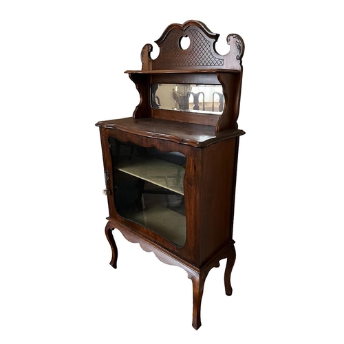 220 - WITHDRAWN
A VICTORIAN MAHOGANY MIRRORED BACK MUSIC CABINET
With single glazed door, raised on cabrio... 