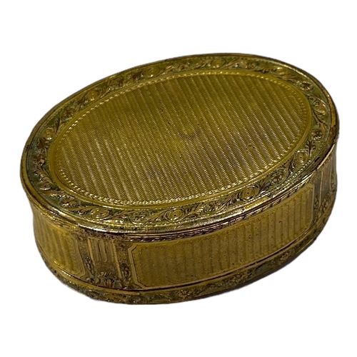 80A - A 19TH CENTURY FRENCH GILT OVAL HINGED BOX
Having central oval plaque depicting ruins and precious o... 