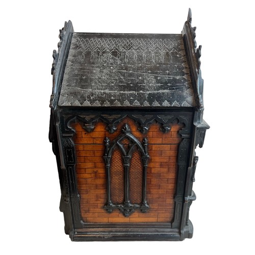 169A - A 19TH CENTURY CONTINENTAL ARCHITECTURAL GOTHIC DESIGN JEWELLERY BOX
The roof with hinged lid above ... 