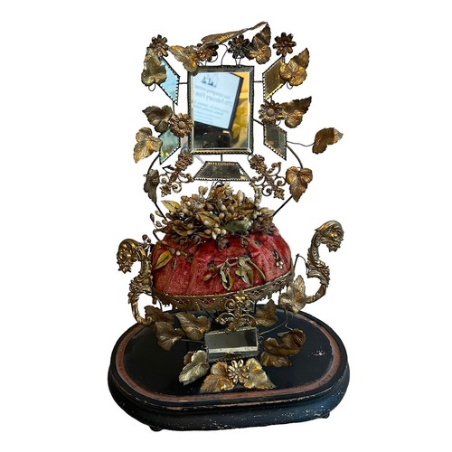 176A - A 19TH CENTURY FRENCH MARRIAGE DOME
With central mirrors surrounded by elaborate, gilt metal flowerh... 