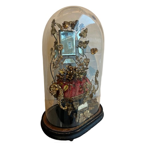 176A - A 19TH CENTURY FRENCH MARRIAGE DOME
With central mirrors surrounded by elaborate, gilt metal flowerh... 