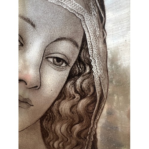 161A - AFTER SANDRO BOTTICELLI, 19TH CENTURY STAINED GLASS PANEL
Portrait of Madonna, framed.
(sight 23cm x... 