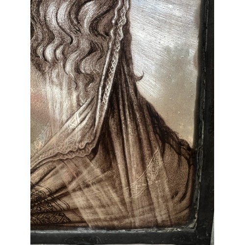 161A - AFTER SANDRO BOTTICELLI, 19TH CENTURY STAINED GLASS PANEL
Portrait of Madonna, framed.
(sight 23cm x... 