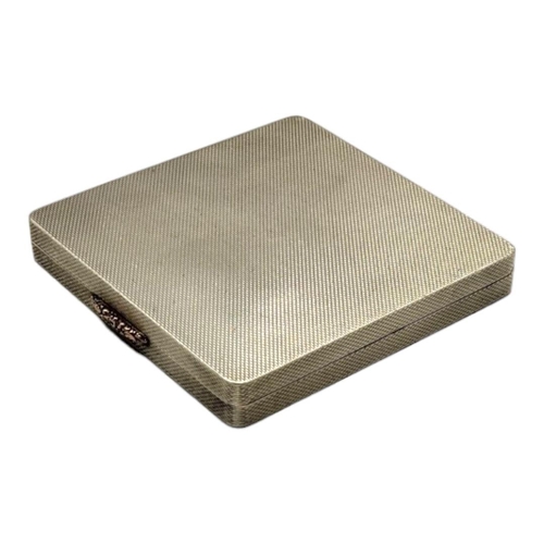 34 - W.H. MANTON LTD, A MID 20TH CENTURY ART DECO STYLE SILVER AND ROSE GOLD MIRRORED COMPACT, HALLMARKED... 