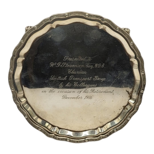 4 - J.B. CHATTERLEY & SONS LTD, A VINTAGE SILVER CARD TRAY, HALLMARKED BIRMINGHAM, 1983
Chased Celtic st... 