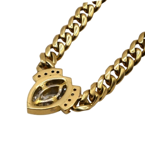 55 - A VINTAGE 18CT YELLOW GOLD AND DIAMOND NECKLACE
Having central marquise cut diamond (approx. 7mm x 4... 
