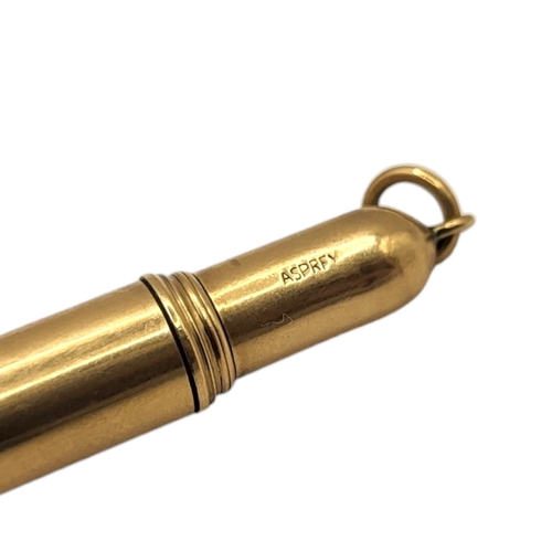 91 - ASPREY & CO. LTD., A GEORGE V 9CT GOLD PROPELLING PENCIL, HALLMARKED LONDON, 1922Reg number 632782.... 