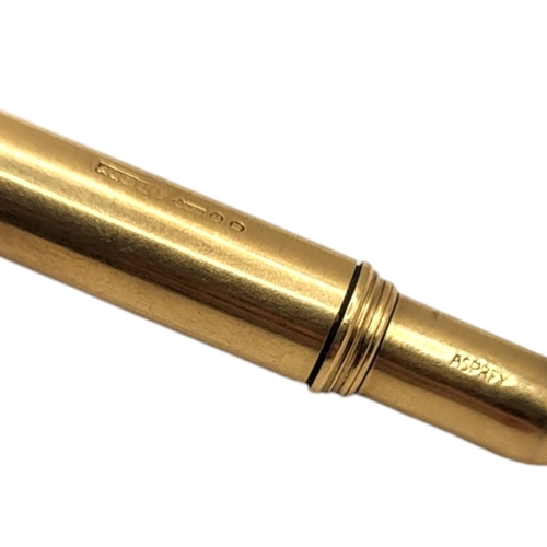 91 - ASPREY & CO. LTD., A GEORGE V 9CT GOLD PROPELLING PENCIL, HALLMARKED LONDON, 1922Reg number 632782.... 