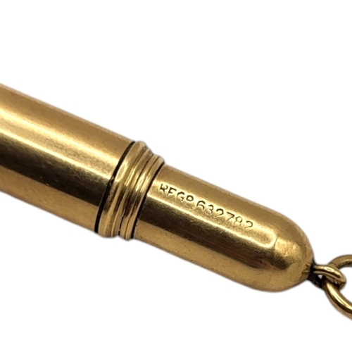 91 - ASPREY & CO. LTD., A GEORGE V 9CT GOLD PROPELLING PENCIL, HALLMARKED LONDON, 1922Reg number 632782.... 