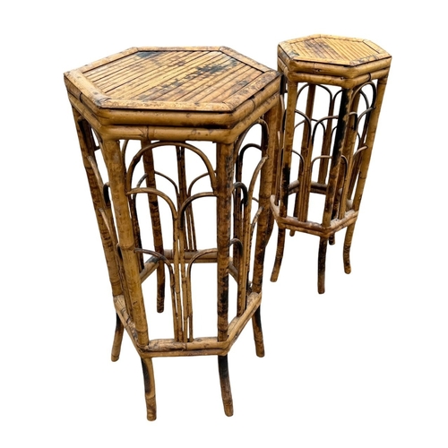 4 - TWO LATE 19TH CENTURY BAMBOO PLANT STANDS.
(largest h 76cm x diameter 32cm)