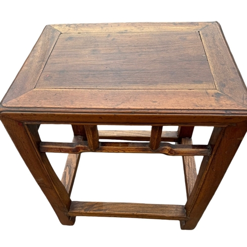 10 - THREE CHINESE HARDWOOD ITEMS
To include a carved two tier stand, hat chair and small table.
(stand 8... 