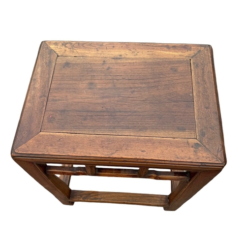 10 - THREE CHINESE HARDWOOD ITEMS
To include a carved two tier stand, hat chair and small table.
(stand 8... 