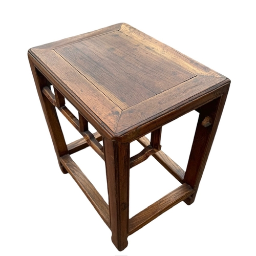 10 - THREE CHINESE HARDWOOD ITEMS
To include a carved two tier stand, hat chair and small table.
(stand 8... 