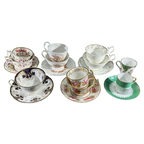 194 - A COLLECTION OF SIX 19TH CENTURY CUPS AND SAUCERS
To include a 19th Century Swansea porcelain cup an... 