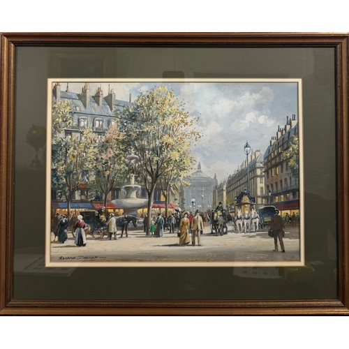 208 - ROLAND DAVIES, 1904 - 1993, OIL ON BOARD
Busy street scene, titled ‘Springtime in Paris’, signed low... 