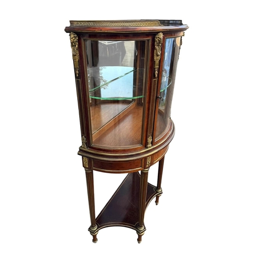 1 - MANNER OF PAUL SORMANI, A 19TH CENTURY FRENCH WALNUT BRASS INLAID AND GILT MOUNTED DEMILUNE VITRINE ... 