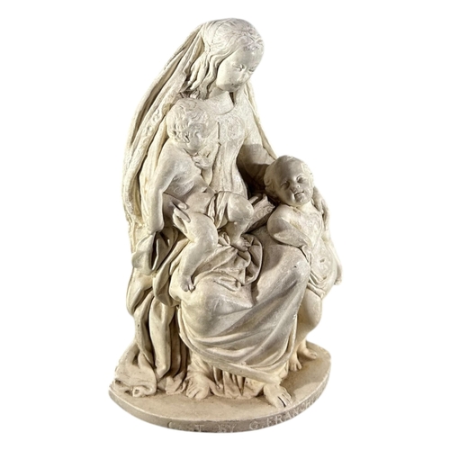 101 - AFTER THE ANTIQUE, MANNER OF GIOVANI FRANCHI, PLASTER CAST FIGURAL SCULPTURE OF MADONNA WITH CHILD A... 