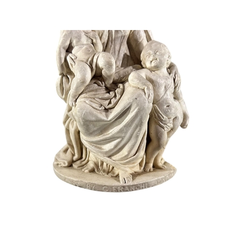 101 - AFTER THE ANTIQUE, MANNER OF GIOVANI FRANCHI, PLASTER CAST FIGURAL SCULPTURE OF MADONNA WITH CHILD A... 