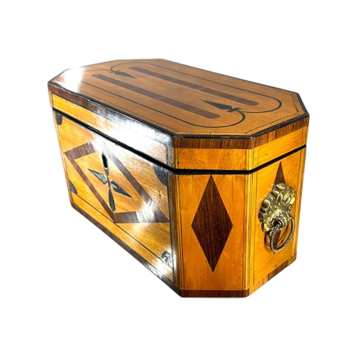 117 - AN EARLY 19TH CENTURY GEORGIAN REGENCY SATINWOOD INLAID TEA CADDY
Octagonal form, exterior having st... 