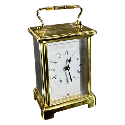 185 - DUVERDREY & BLOQUEL, AN EARLY 20TH CENTURY FRENCH GILT BRASS CARRIAGE CLOCK
Having white enamel dial... 