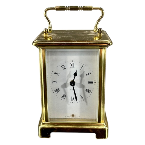 185 - DUVERDREY & BLOQUEL, AN EARLY 20TH CENTURY FRENCH GILT BRASS CARRIAGE CLOCK
Having white enamel dial... 