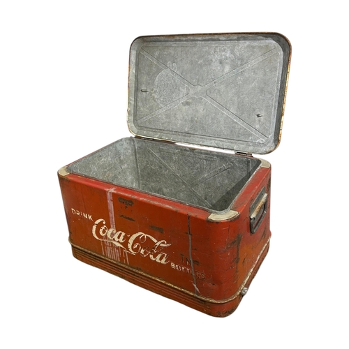 63 - ADVERTISEMENT INTEREST, A 20TH CENTURY COCA COLA DRINKS BOX/COOLER
Having aged patina with ‘Drink Co... 