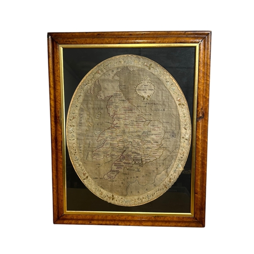 67 - TWO GEORGE III FRAMED SILK WORK SAMPLERS
The first depicting a map of England & Wales, dated 1796, t... 