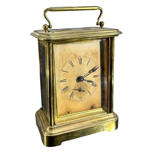 97 - ANSONIA CLOCK & CO., USA, AN EARLY 20TH CENTURY GILT BRASS CARRIAGE CLOCK
Together with an early 20t... 