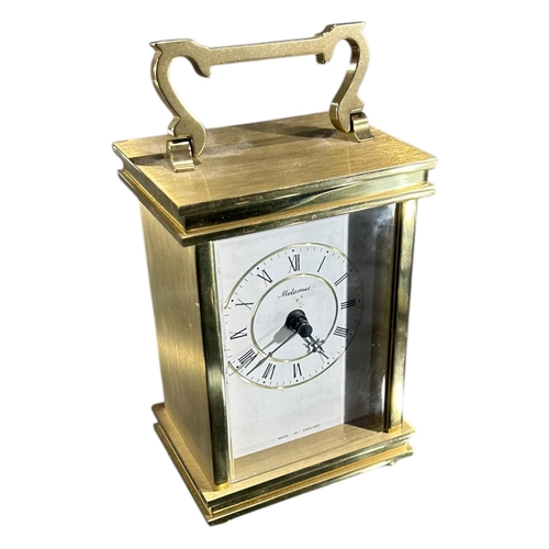 99 - A LATE 19TH/EARLY 20TH CENTURY FRENCH GILT BRASS CARRIAGE CLOCK
Together with a 20th Century Metamec... 