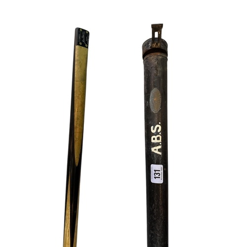 131 - BURROUGHES & WATTS, LONDON, A LATE 19TH/EARLY 20TH CENTURY METAL BILLIARDS/SNOOKER CASE
Together wit... 