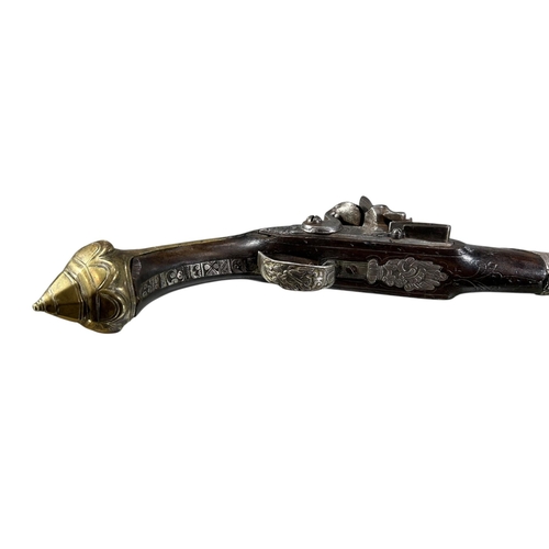 185A - AN EARLY 19TH CENTURY OTTOMAN EMPIRE TURKISH SILVER AND GILT BRASS FLINTLOCK PISTOL
Having chased an... 