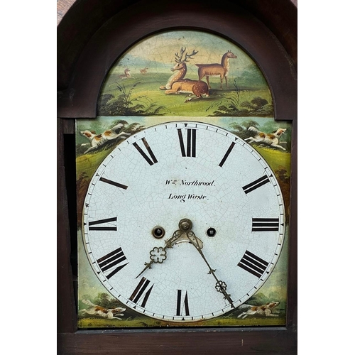 47 - WILLIAM NORTHWOOD, A 19TH CENTURY OAK LONGCASE CLOCK
With painted dial, complete with weights and pe... 